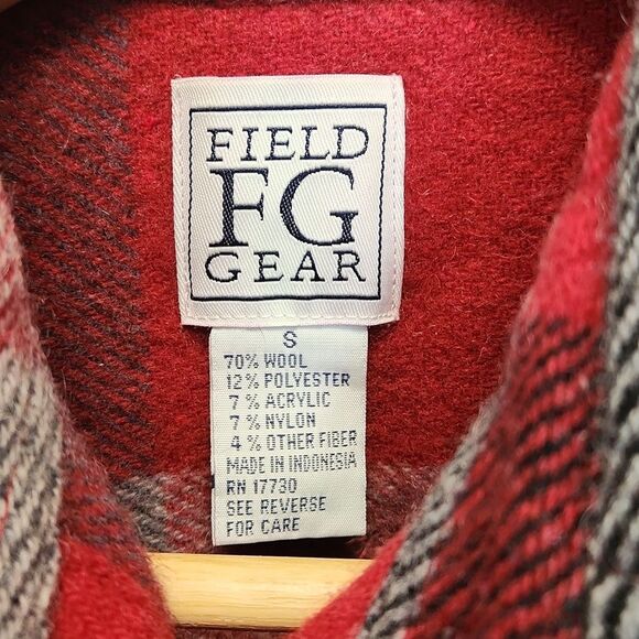 Field FG Gear Red Gray Wool Shirt Men S Long Sleeve Button-Up - Picture 4 of 9